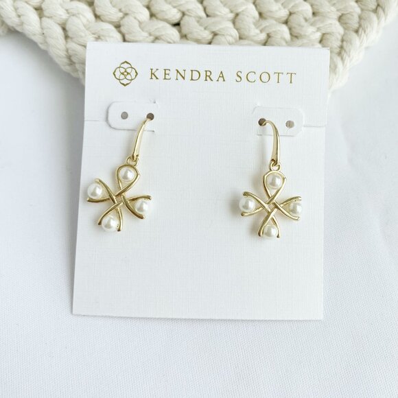Authentic Kendra Scott Everleigh - Gold Pearl Drop Earrings - Picture 1 of 4